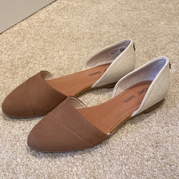 Toms Shoes - Toms Jutti D’Orsay flats - caramel suede and cream fabric